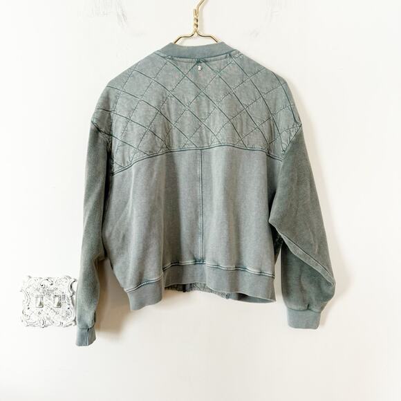 Anthropolgie Pilcro Quilted Bomber Jacket Washed Teal Blue S - Picture 10 of 12